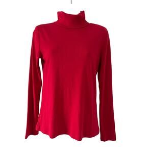 Tommy Hilfiger Red Turtleneck Top Size Small Long Sleeve NWT Basic Minimalist